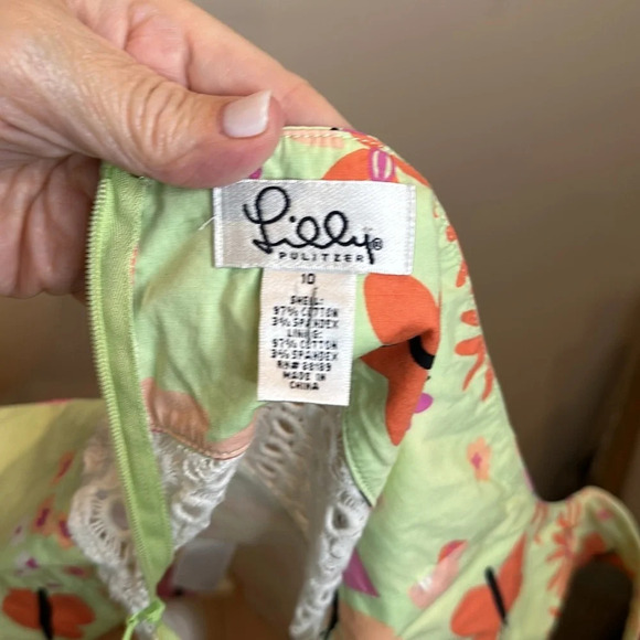 VINTAGE LILLY PULITZER CABANA HALTER LACE INSET BUTTERFLY TOP - Picture 8 of 8